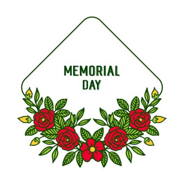 Kırmızı gül çiçek çerçeveleri süslü ile anma günü Vektör illüstrasyon dekoratif kart