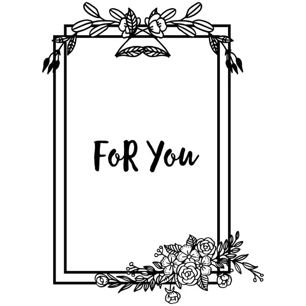 Diseño de ilustración vectorial de marco de flores con tarjeta de felicitación para usted — Archivo Imágenes Vectoriales