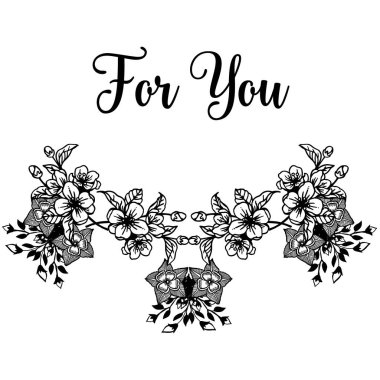 Vektör illüstrasyon sizin için sevimli metin ile çeşitli desen çiçek çerçeve