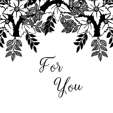 Vektör illüstrasyon yaprak çiçek çerçevesi sizin için çizim ile