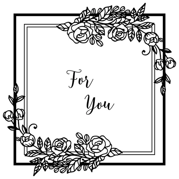 Векторні ілюстрації вітальна листівка для вас з прикрасою красивої квіткової рамки — стоковий вектор