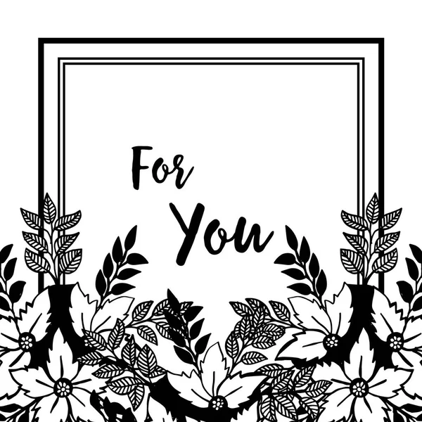 Vector illustration leaf flower frame with drawing for you — Stock Vector