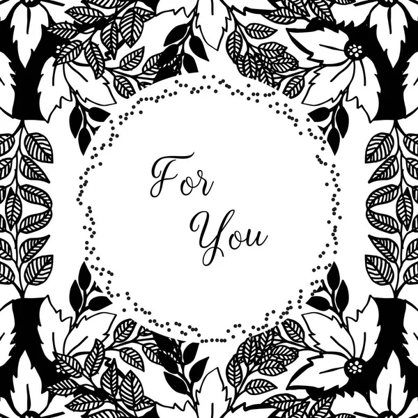 Cartão de saudação de ilustração vetorial para você com várias molduras de flores de folhas —  Vetores de Stock