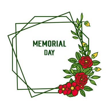 Kırmızı çiçek çerçeveleri çeşitli süslü vektör illüstrasyon tarzı kart anma günü