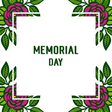 Vektör illüstrasyon mor gül çelenk çerçeve poster anma günü için