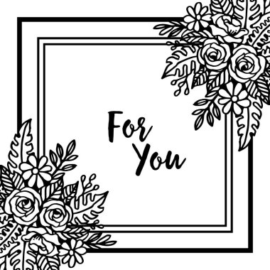 Yaprak çiçek çerçevesi ile sizin için vektör illüstrasyon metni