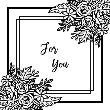 Yaprak çiçek çerçevesi ile sizin için vektör illüstrasyon metni