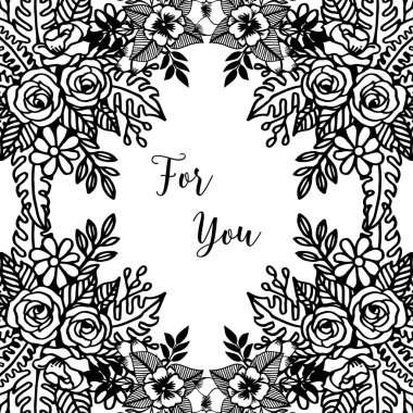 Sizin için davet kartı ile Vektör illüstrasyon güzel çelenk çerçeve