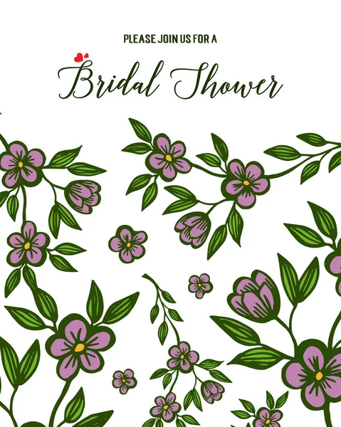 Vektor Illustration Karte Brautdusche mit Schönheit der lila Blume Rahmen — Stockvektor