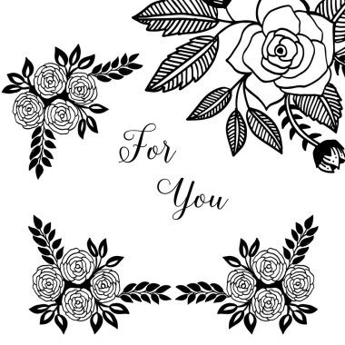 Çiçek çerçevesi süslü çizim ile sizin için vektör illüstrasyon davetiyesi