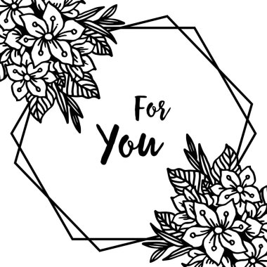 Tasarım yaprak çiçek çerçevesi ile sizin için vektör illüstrasyon tebrik kartı