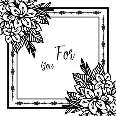 Tasarım yaprak çiçek çerçevesi ile sizin için vektör illüstrasyon tebrik kartı