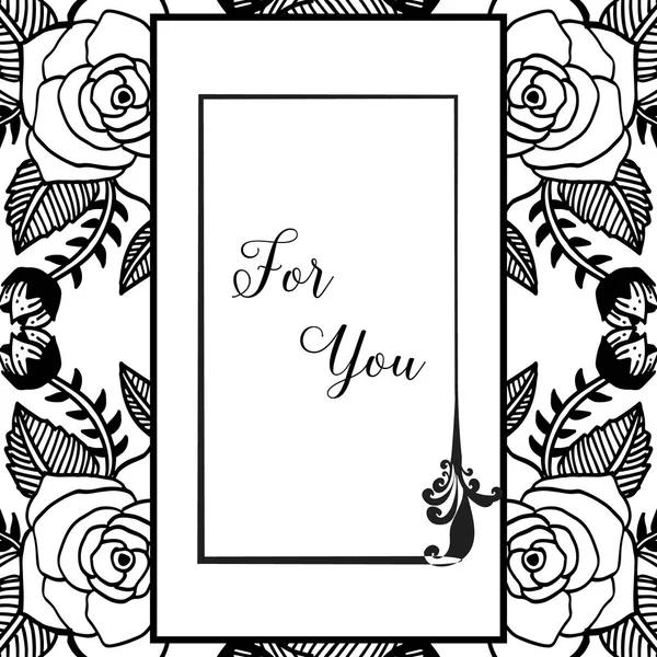 Векторні ілюстрації вітальна листівка для вас з дизайном красивої квіткової рамки — стоковий вектор