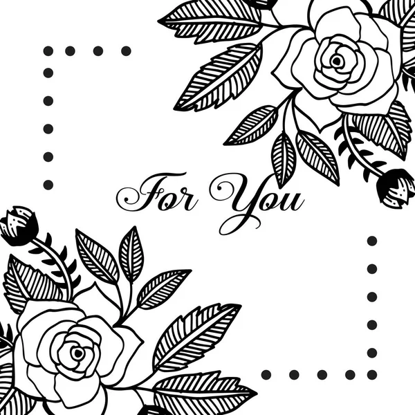 Invitación de ilustración vectorial para usted con dibujo adornado de marco de flores — Vector de stock