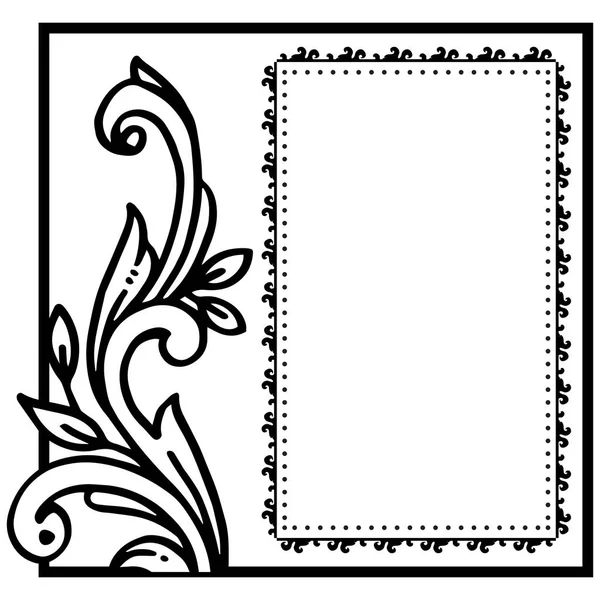 Ilustración vectorial ornamento de marco de flores con varias hojas de dibujo — Vector de stock