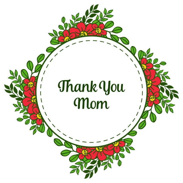 Vector illustration poster thank you mom with pattern art orange flower frames — Stock Vector