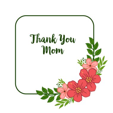 Vektör illüstrasyon davet kartı için çeşitli soyut yaprak çelenk çerçeve anne teşekkür ederim