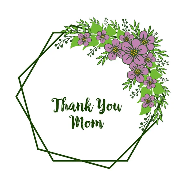 カードのベクトルイラストの装飾は、テクスチャ紫の花フレームのためにお母さんに感謝 — ストックベクタ