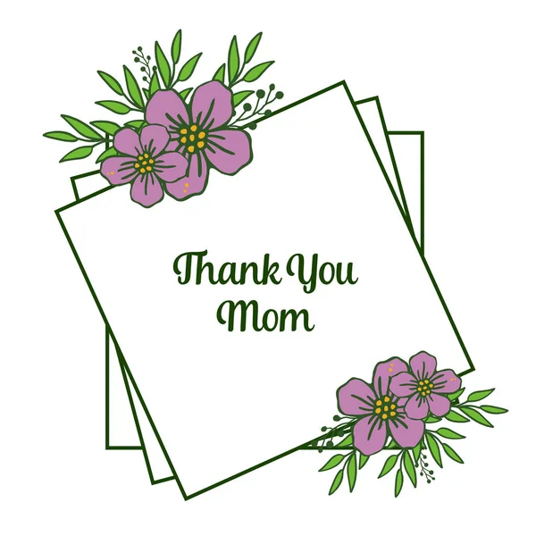 Векторні ілюстрації вітальна листівка дякую мамі за різні абстрактні фіолетові рамки для вінків — стоковий вектор