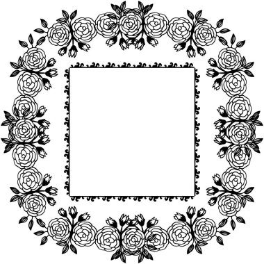 Çiçek çerçevesi ile desen vektör illüstrasyon çizim