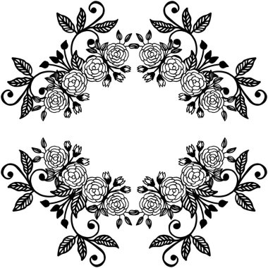 Çiçek çerçevesi ile desen vektör illüstrasyon çizim