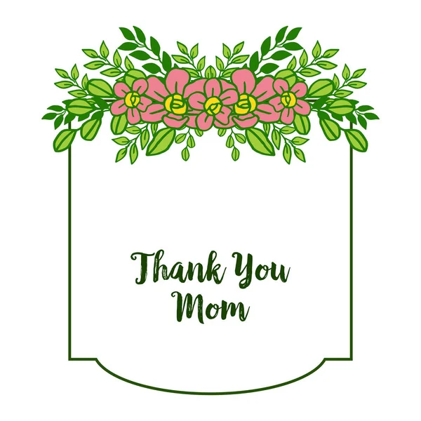 カード付き葉花枠のベクトルイラスト群衆ありがとうお母さん — ストックベクタ