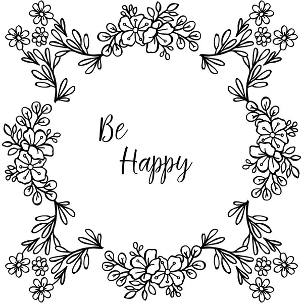 Vector illustratie ontwerp bloem frame met belettering be happy — Stockvector