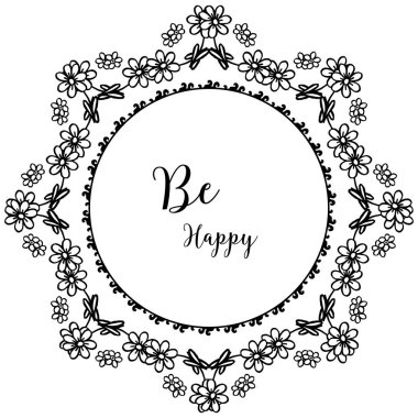 Yazı ile vektör illüstrasyon dekorasyon çelenk çerçeve mutlu olmak