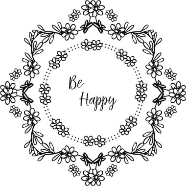 Yazı için vektör illüstrasyon desen çelenk çerçeve mutlu olmak