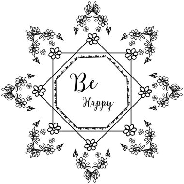 Vektör çizim tebrik kartı çelenk çerçevesi ile mutlu olmak