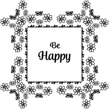 Davet vektör Illustration dekorasyon çiçek çerçevesi ile mutlu olmak