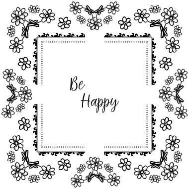 Davet vektör Illustration dekorasyon çiçek çerçevesi ile mutlu olmak