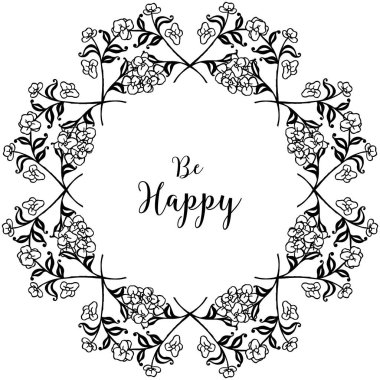 Vektör illüstrasyon yazma zarif çiçek çerçevesi ile mutlu olmak