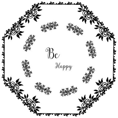 Vektör illüstrasyon yazma zarif çiçek çerçevesi ile mutlu olmak