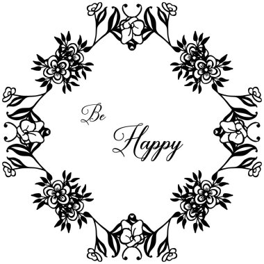 Yazma ile vektör illüstrasyon duvar kağıdı çelenk çerçeve mutlu olmak