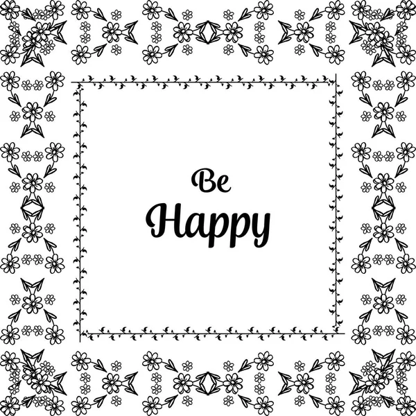 Vector illustration pattern wreath frame for greeting card be happy — Stock Vector