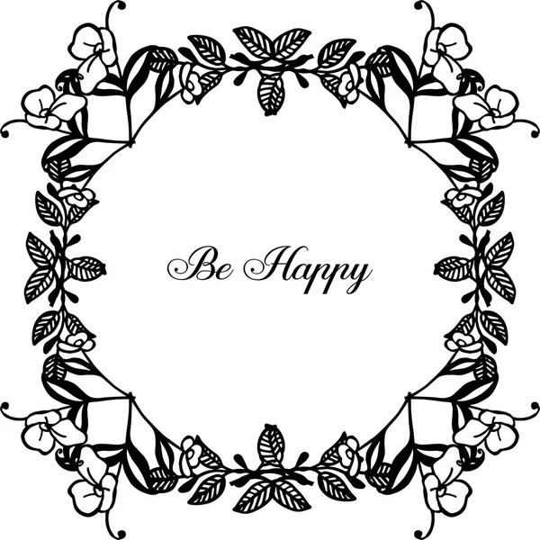 Vector illustration elegant wreath frame for greeting card be happy — Stock Vector