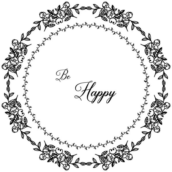 Vector illustration beautiful wreath frame with various greeting card be happy — Stock Vector