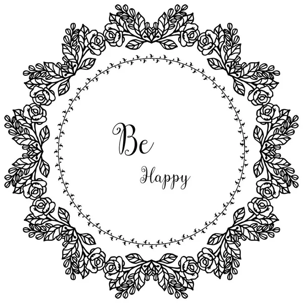 Vector illustratie verschillende vorm Floral frame stijl met belettering be happy — Stockvector