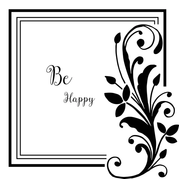 Illustration vectorielle diverses cartes de vœux être heureux avec cadre élégant fleur — Image vectorielle