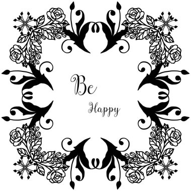 Vektör illüstrasyon çeşitli şık çiçek çerçeve davetiye ile mutlu olmak