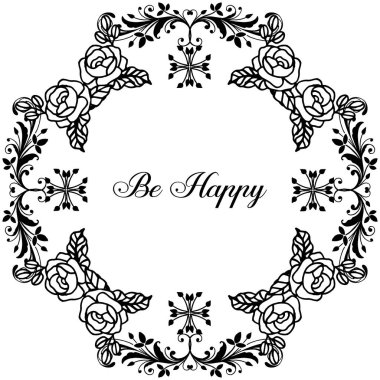 Vektör illüstrasyon tebrik kartı çizim çiçek çerçevesi ile mutlu olmak