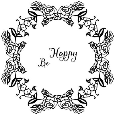 Vektör illüstrasyon tebrik kartı çizim çiçek çerçevesi ile mutlu olmak