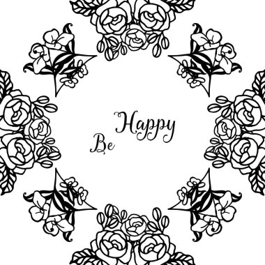 Vektör Illustration yazı çeşitli çizim çiçek çerçevesi ile mutlu olmak