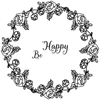 Vektör illüstrasyon tebrik kartı çiçek çerçevesi süslü ile mutlu olmak