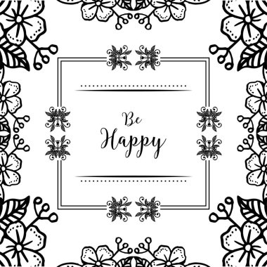 Vektör Illustration yazı çeşitli çiçek çerçevesi için mutlu olmak