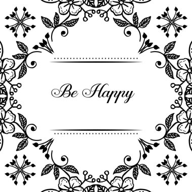 Vektör Illustration yazı çeşitli çiçek çerçevesi için mutlu olmak