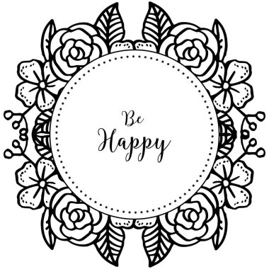 Vektör çizim çelenk çerçeve yazma mutlu olmak