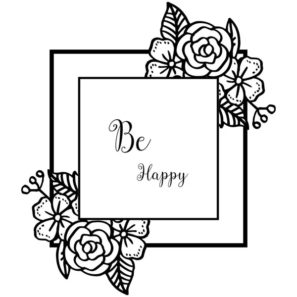 Vector illustratie tekening krans frame met schriftelijk be happy — Stockvector