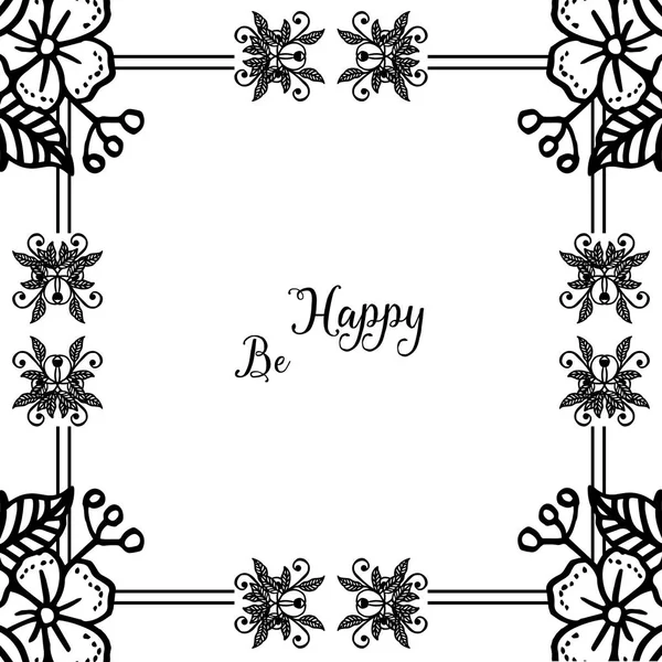 Vector illustratie tekening krans frame met schriftelijk be happy — Stockvector